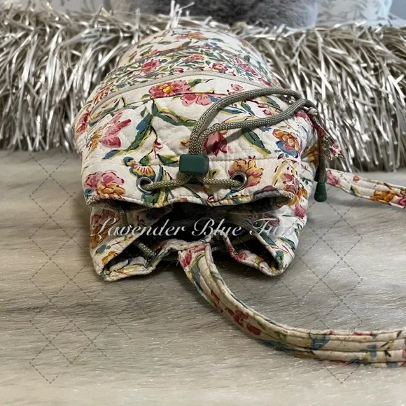 Vintage VERA BRADLEY Perennials 1998  Backpack Sling USA Cream Blue Pink Floral - Picture 10 of 17